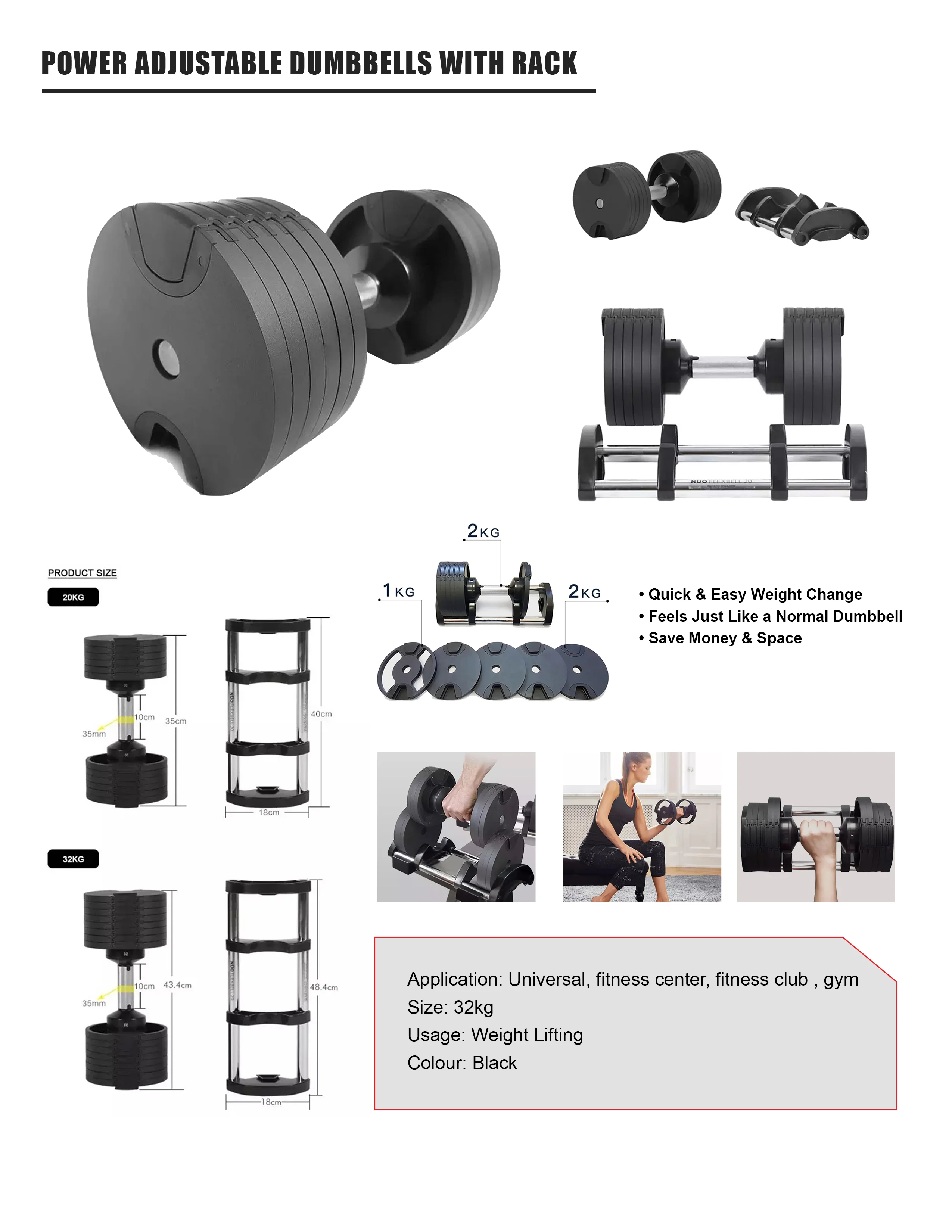 Adjustable Dumbbells with Rack